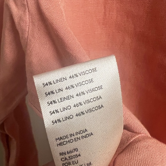 NWOT Pilcro Peach Linen Button Up - Picture 5 of 6